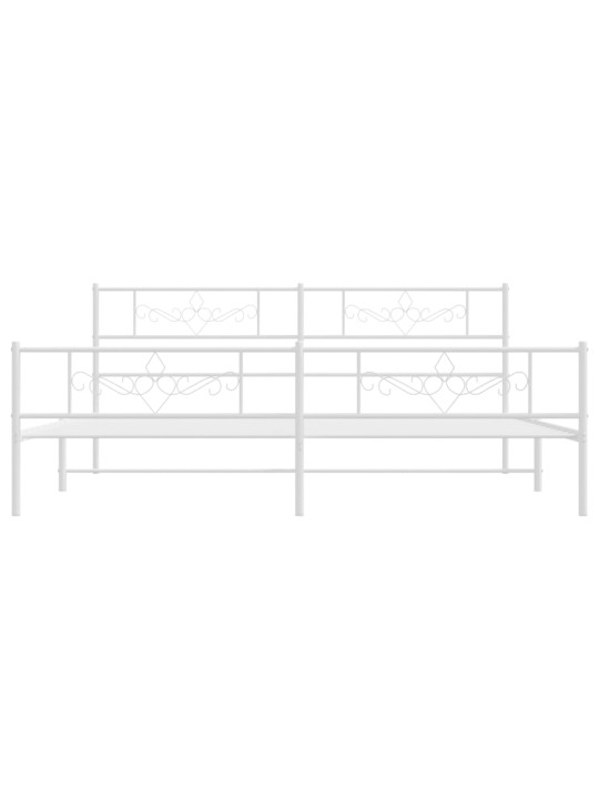 Gultas rāmis ar galvgali un kājgali, balts metāls, 200x200 cm