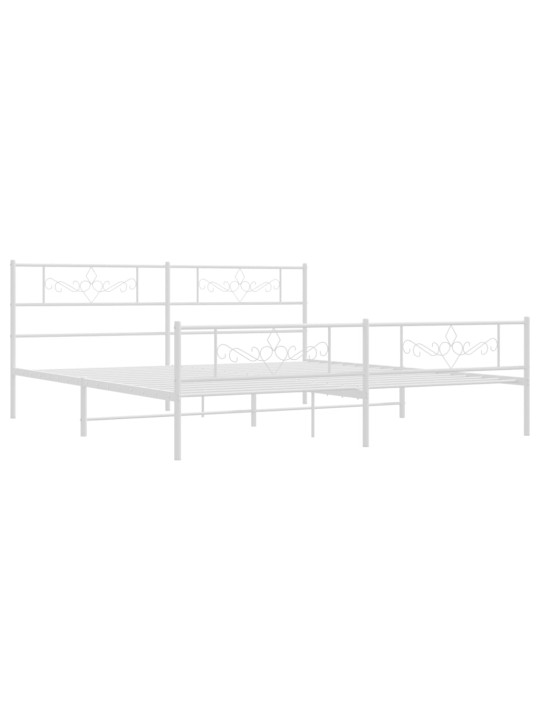 Gultas rāmis ar galvgali un kājgali, balts metāls, 200x200 cm