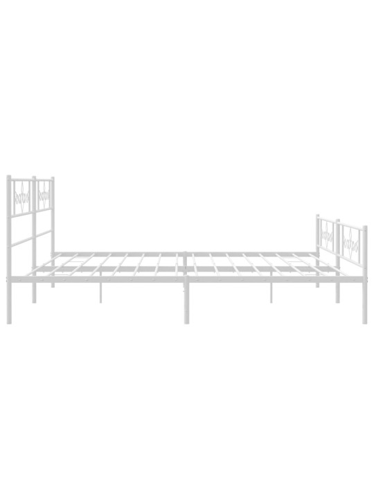 Gultas rāmis ar galvgali un kājgali, balts metāls, 200x200 cm