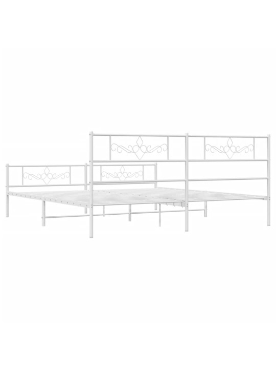 Gultas rāmis ar galvgali un kājgali, balts metāls, 200x200 cm