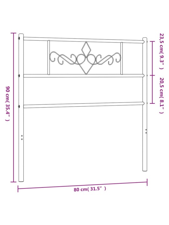 Gultas galvgalis, balts, metāls, 75 cm