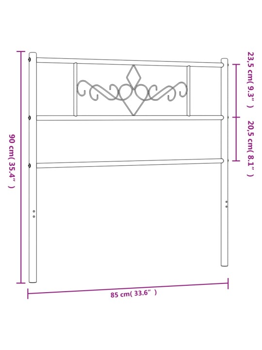 Gultas galvgalis, metāls, balts, 80 cm