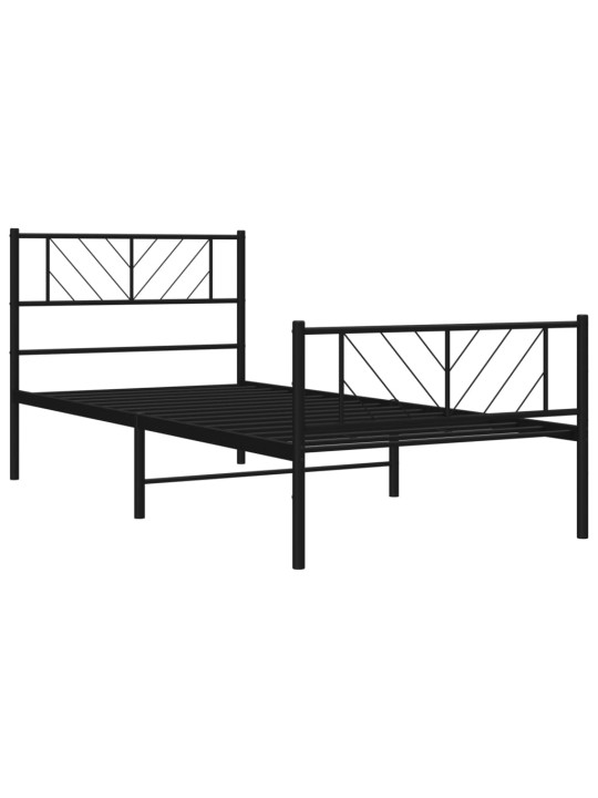 Gultas rāmis ar galvgali un kājgali, melns metāls, 107x203 cm