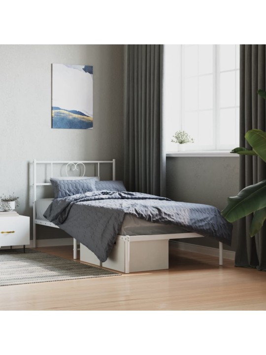 Gultas rāmis ar galvgali, balts metāls, 80x200 cm