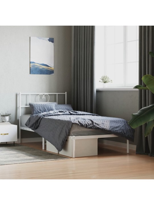 Gultas rāmis ar galvgali, balts metāls, 90x200 cm