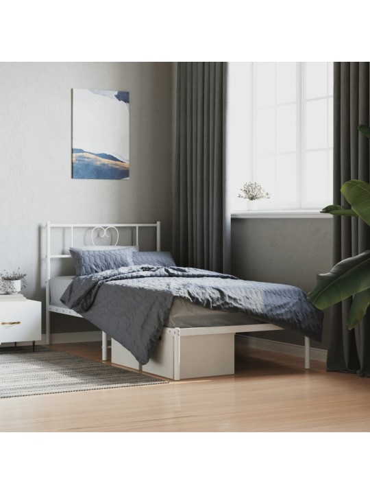 Gultas rāmis ar galvgali, balts metāls, 100x200 cm