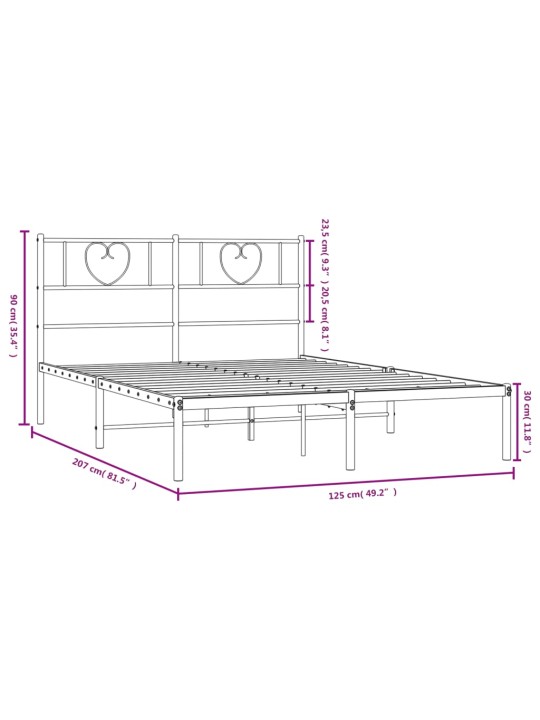Gultas rāmis ar galvgali, balts metāls, 120x200 cm