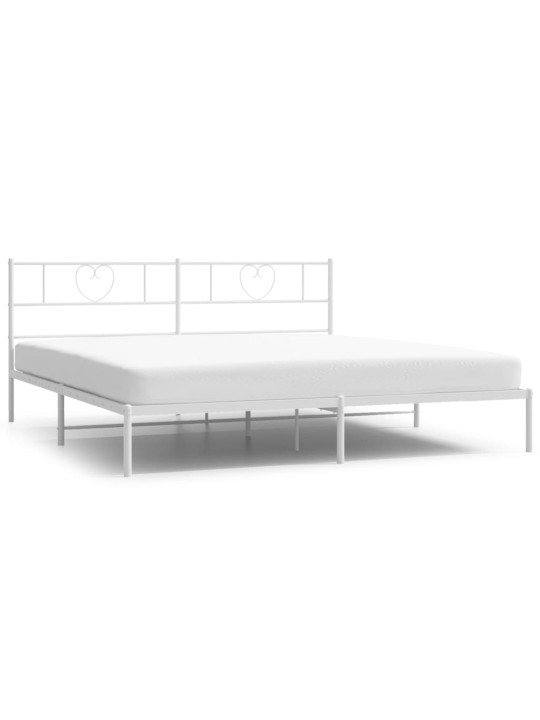 Gultas rāmis ar galvgali, balts metāls, 200x200 cm