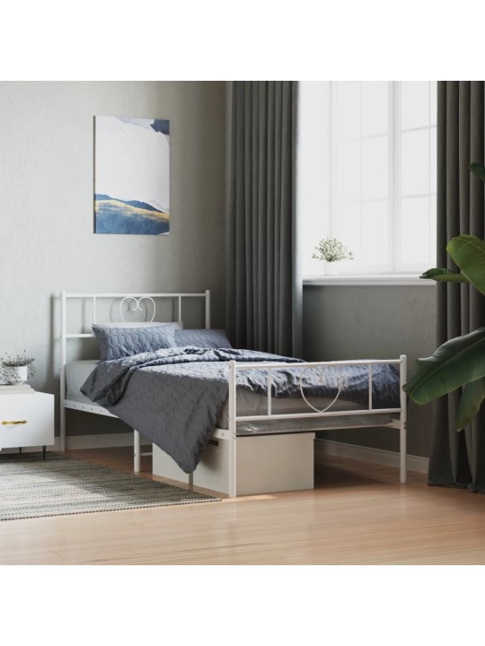 Gultas rāmis ar galvgali un kājgali, balts metāls, 100x200 cm