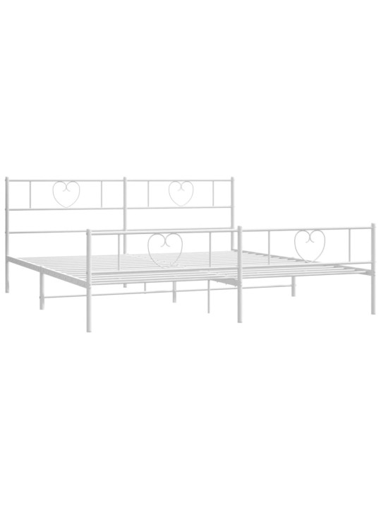 Gultas rāmis ar galvgali un kājgali, balts metāls, 200x200 cm