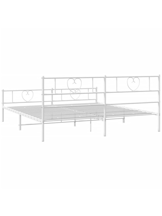Gultas rāmis ar galvgali un kājgali, balts metāls, 200x200 cm