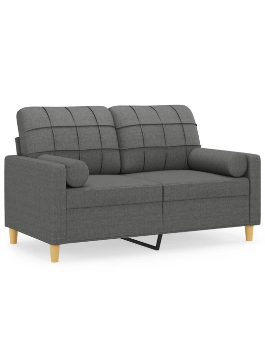 Divvietīgs dīvāns ar spilveniem, tumši pelēks, 120 cm, audums