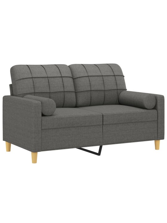 Divvietīgs dīvāns ar spilveniem, tumši pelēks, 120 cm, audums