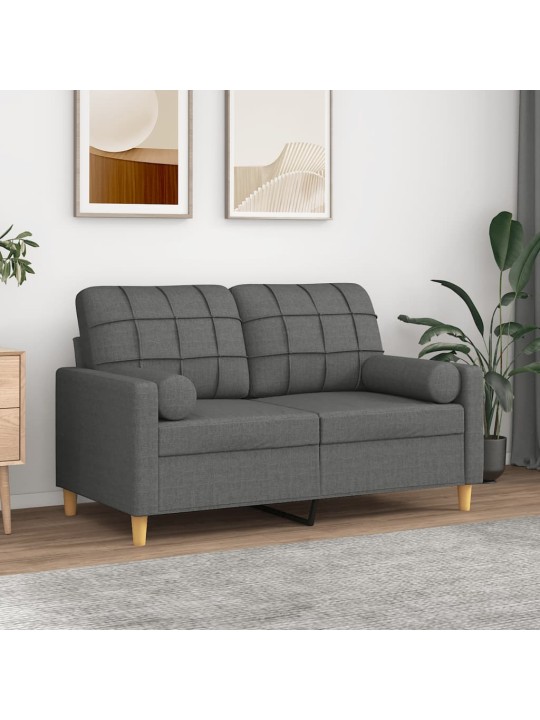 Divvietīgs dīvāns ar spilveniem, tumši pelēks, 120 cm, audums