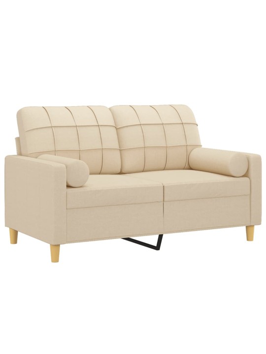 Divvietīgs dīvāns ar spilveniem, krēmkrāsas, 120 cm, audums