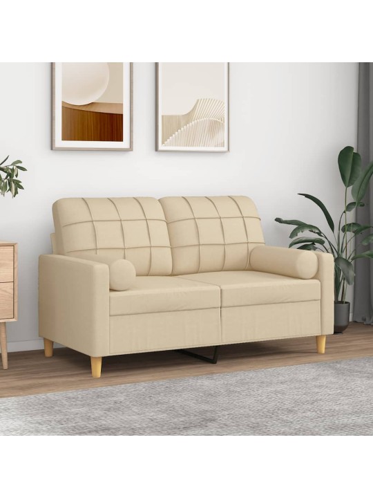 Divvietīgs dīvāns ar spilveniem, krēmkrāsas, 120 cm, audums