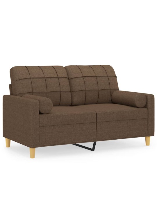 Divvietīgs dīvāns ar spilveniem, brūns, 120 cm, audums