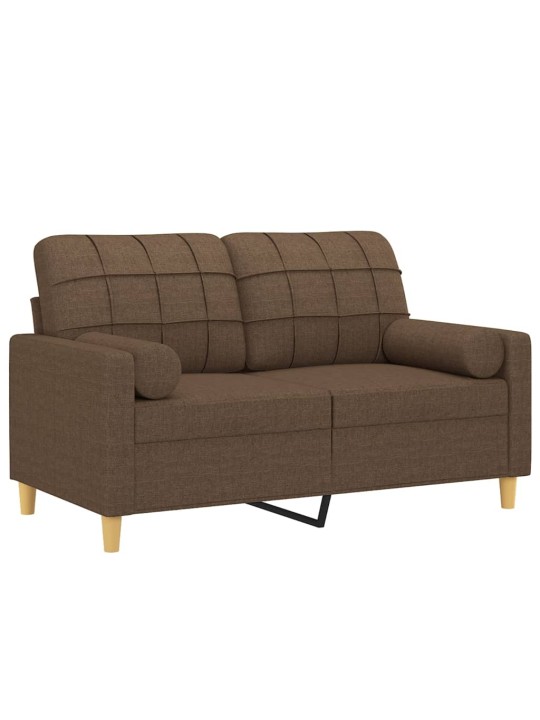 Divvietīgs dīvāns ar spilveniem, brūns, 120 cm, audums