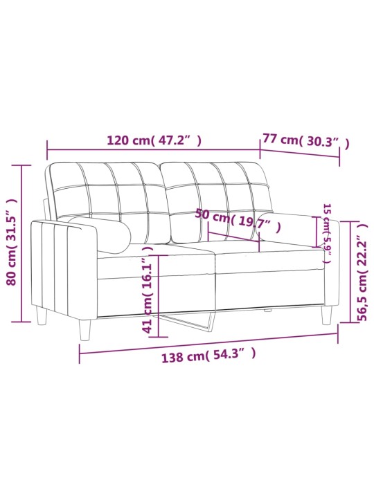 Divvietīgs dīvāns ar spilveniem, brūns, 120 cm, audums