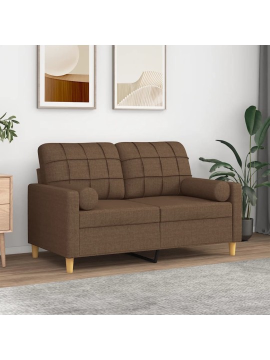 Divvietīgs dīvāns ar spilveniem, brūns, 120 cm, audums