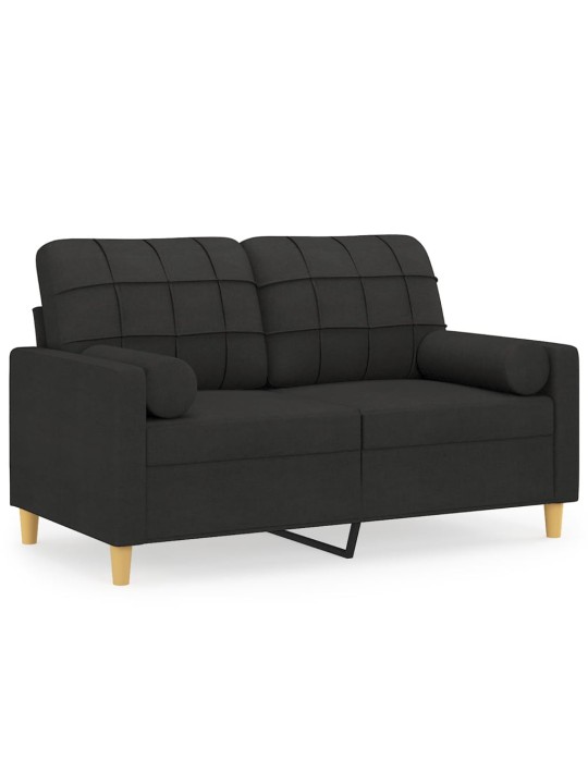 Divvietīgs dīvāns ar spilveniem, melns, 120 cm, audums