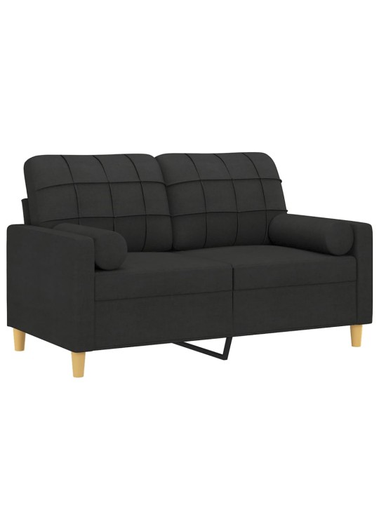 Divvietīgs dīvāns ar spilveniem, melns, 120 cm, audums