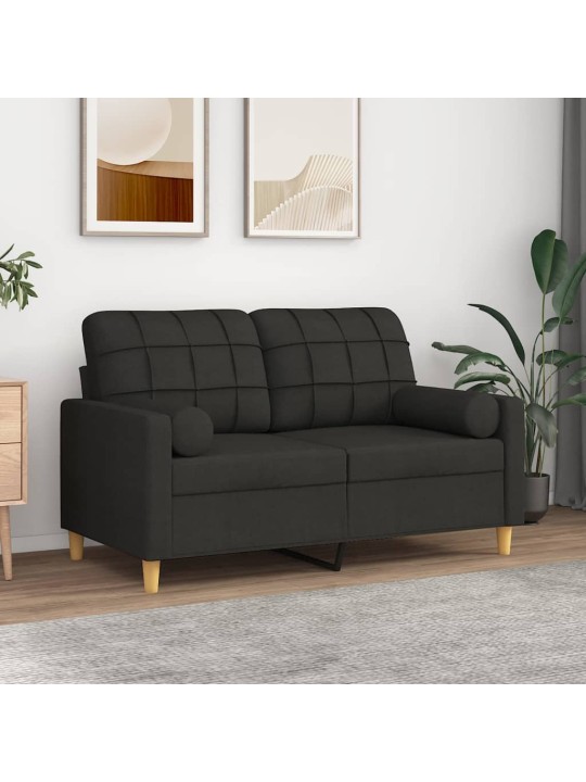 Divvietīgs dīvāns ar spilveniem, melns, 120 cm, audums