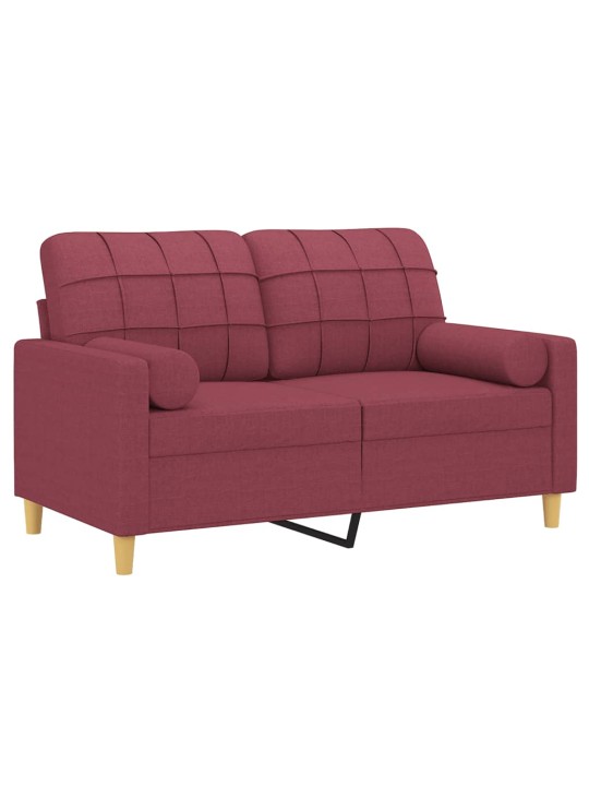 Divvietīgs dīvāns ar spilveniem, vīnsarkans, 120 cm, audums