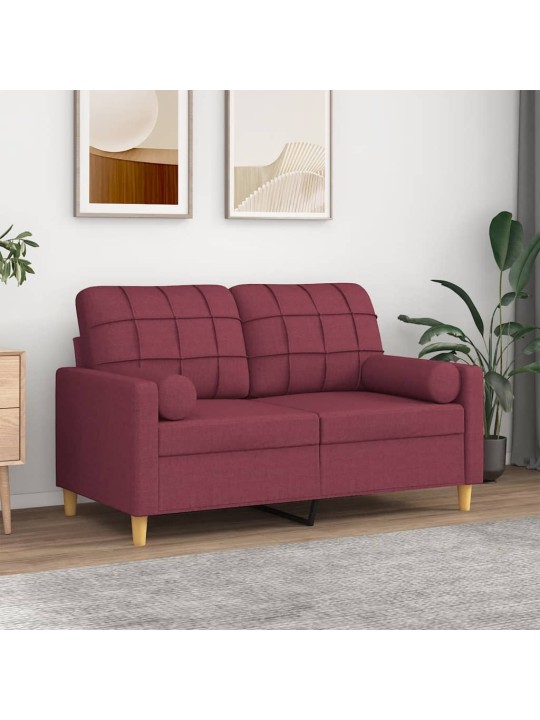 Divvietīgs dīvāns ar spilveniem, vīnsarkans, 120 cm, audums