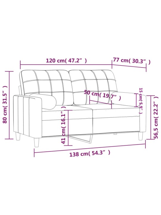 Divvietīgs dīvāns ar spilveniem, pelēkbrūns, 120 cm, audums