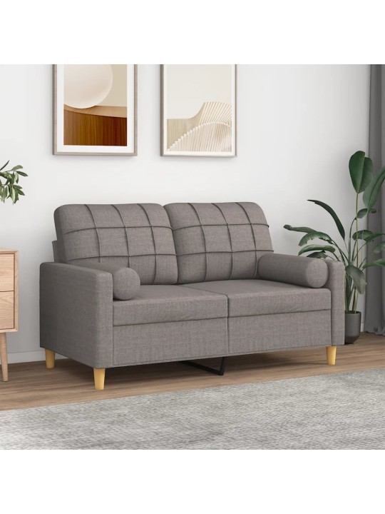 Divvietīgs dīvāns ar spilveniem, pelēkbrūns, 120 cm, audums