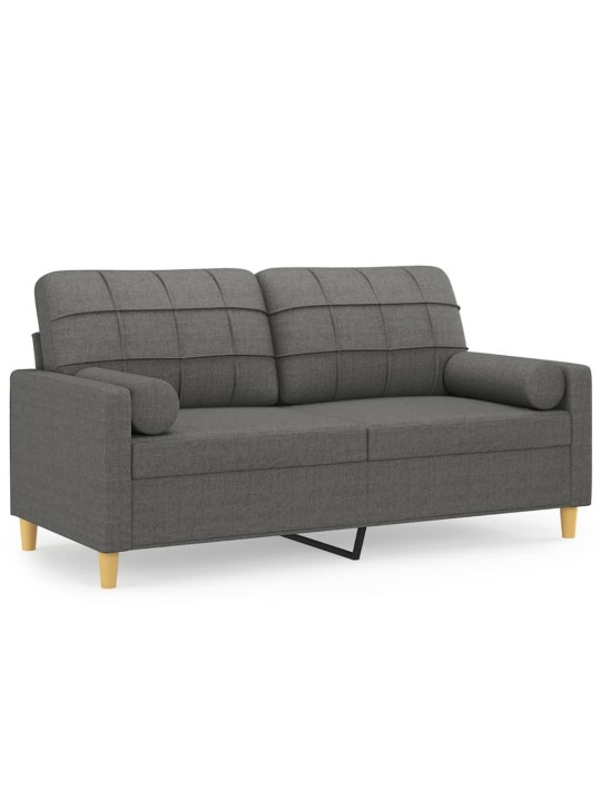 Divvietīgs dīvāns ar spilveniem, tumši pelēks, 140 cm, audums