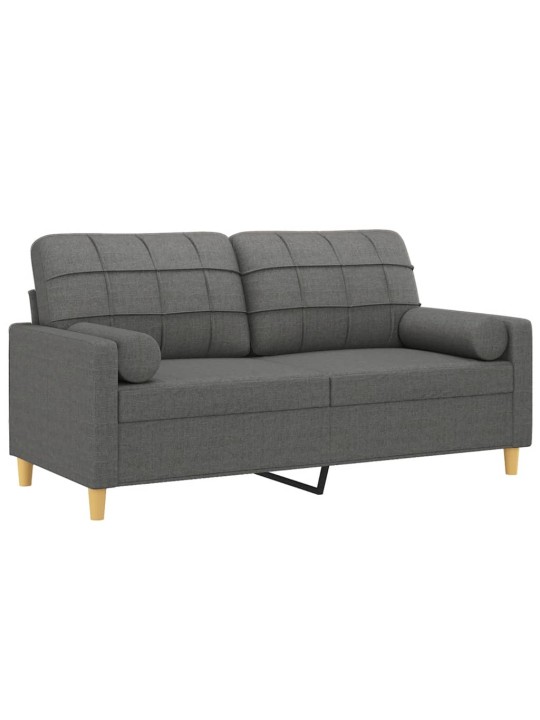 Divvietīgs dīvāns ar spilveniem, tumši pelēks, 140 cm, audums