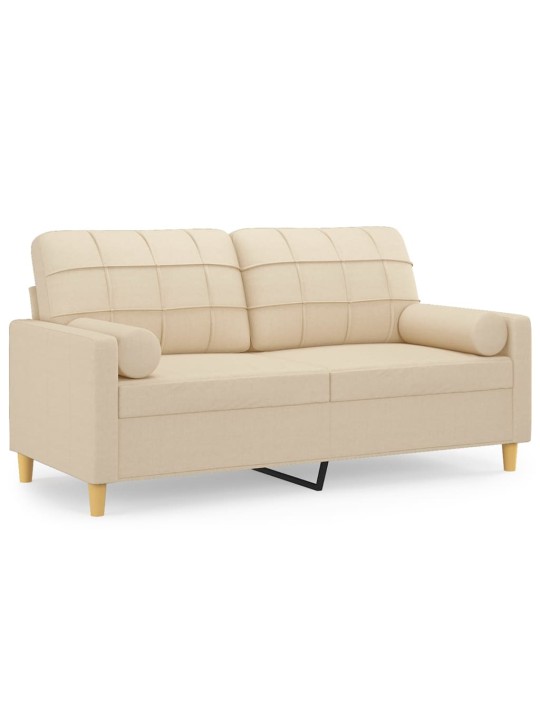 Divvietīgs dīvāns ar spilveniem, krēmkrāsas, 140 cm, audums