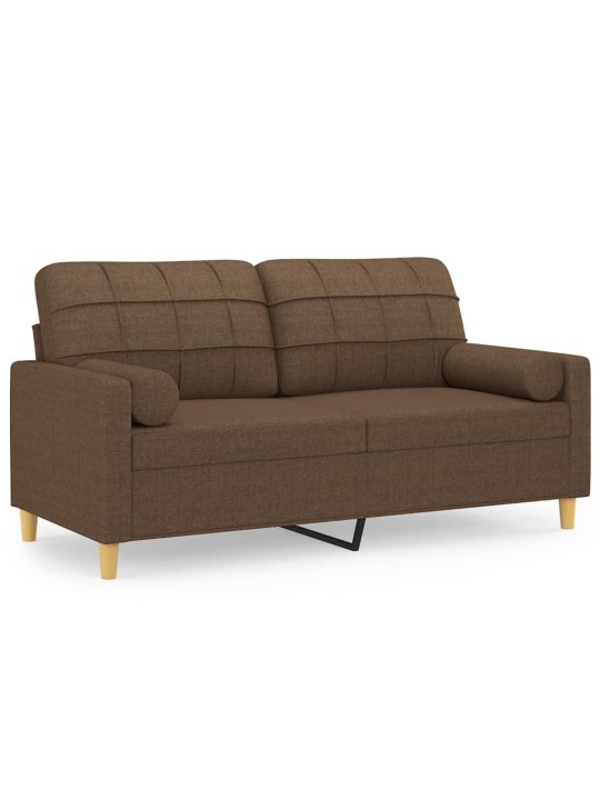 Divvietīgs dīvāns ar spilveniem, brūns, 140 cm, audums