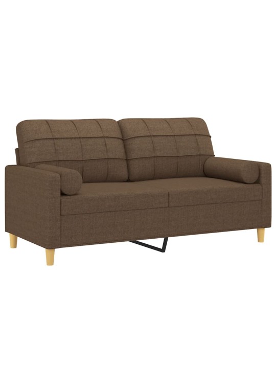 Divvietīgs dīvāns ar spilveniem, brūns, 140 cm, audums