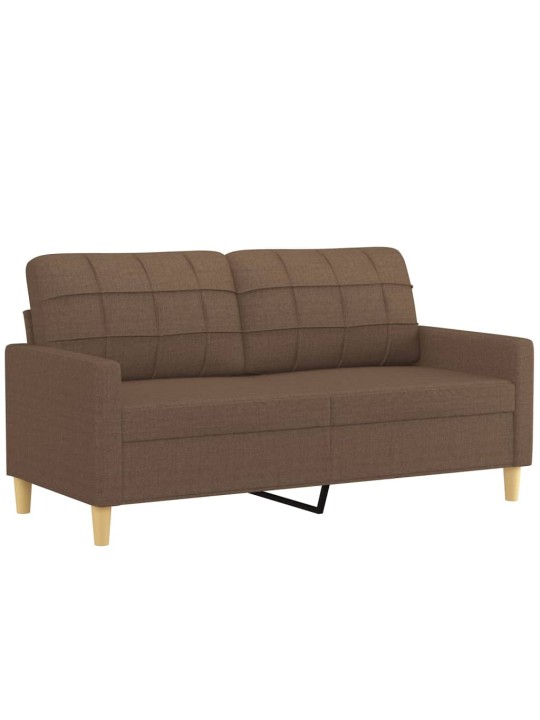 Divvietīgs dīvāns ar spilveniem, brūns, 140 cm, audums