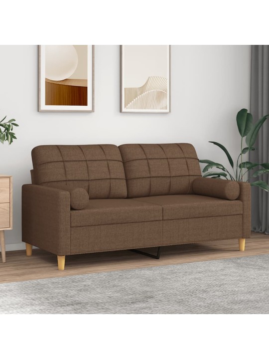 Divvietīgs dīvāns ar spilveniem, brūns, 140 cm, audums