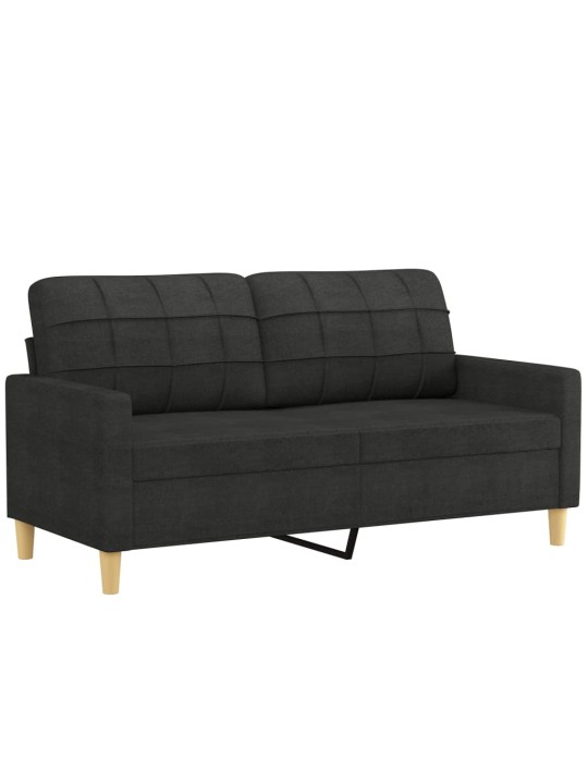Divvietīgs dīvāns ar spilveniem, melns, 140 cm, audums