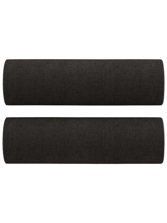 Divvietīgs dīvāns ar spilveniem, melns, 140 cm, audums