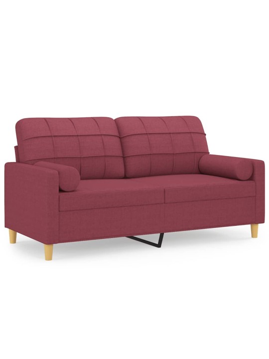 Divvietīgs dīvāns ar spilveniem, vīnsarkans, 140 cm, audums