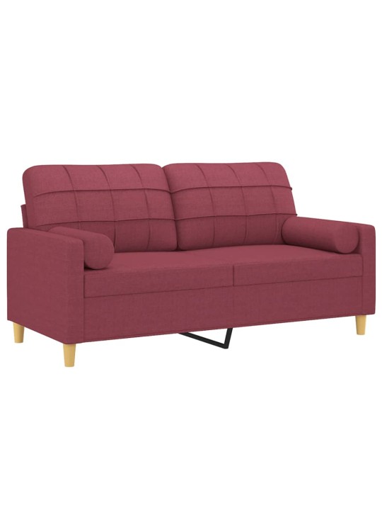 Divvietīgs dīvāns ar spilveniem, vīnsarkans, 140 cm, audums