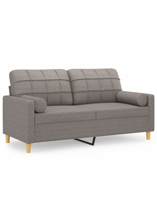 Divvietīgs dīvāns ar spilveniem, pelēkbrūns, 140 cm, audums