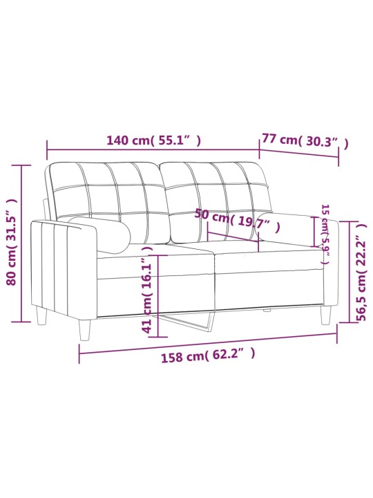 Divvietīgs dīvāns ar spilveniem, pelēkbrūns, 140 cm, audums