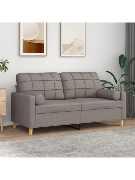 Divvietīgs dīvāns ar spilveniem, pelēkbrūns, 140 cm, audums