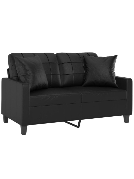 Divvietīgs dīvāns ar spilveniem, melni, 120 cm, mākslīgā āda