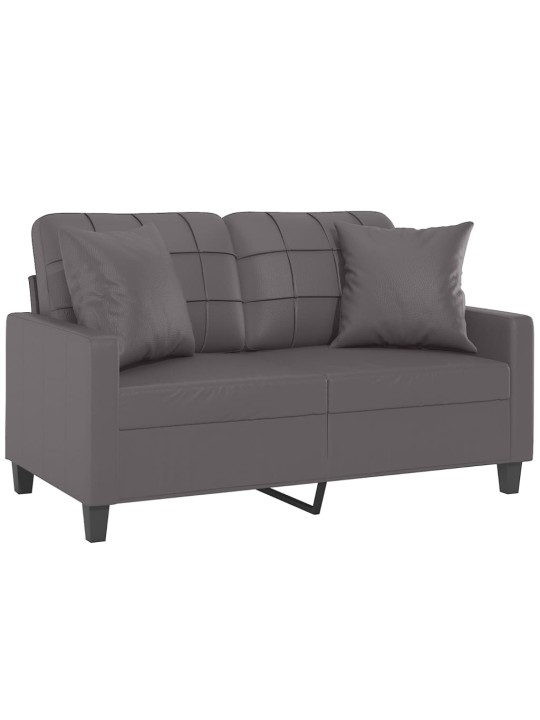 Divvietīgs dīvāns ar spilveniem, pelēks, 120 cm, mākslīgā āda