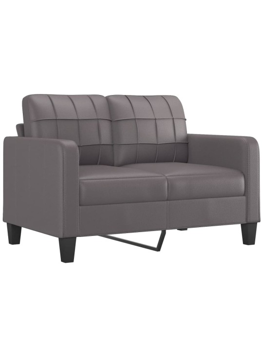 Divvietīgs dīvāns ar spilveniem, pelēks, 120 cm, mākslīgā āda