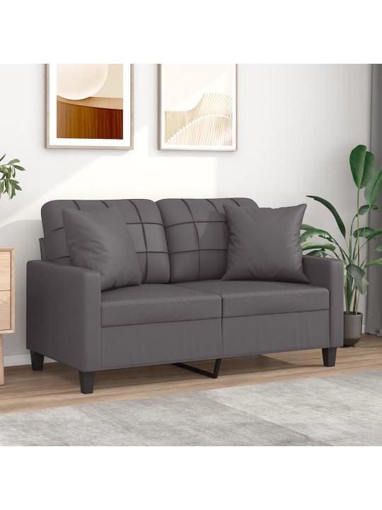 Divvietīgs dīvāns ar spilveniem, pelēks, 120 cm, mākslīgā āda