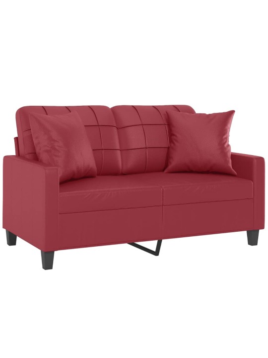 Divvietīgs dīvāns, spilveni, vīnsarkans, 120 cm, mākslīgā āda